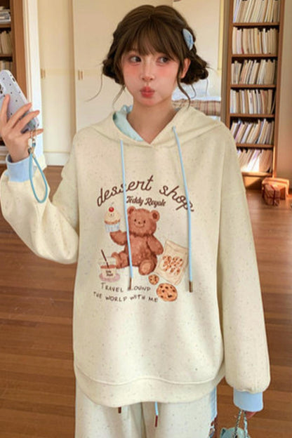 ベアプリントフードスウェット