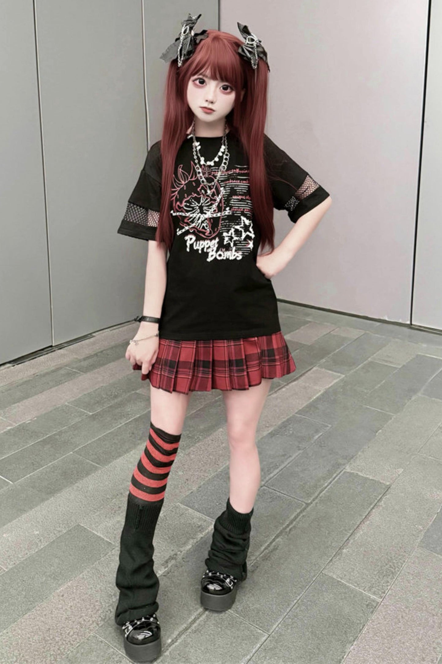 [Pre-Order] Subculture Dark Kawaii Punk T-Shirt + Skirt