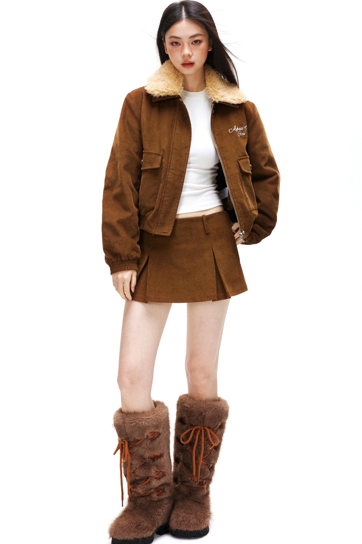 Retro Corduroy Jacket Set