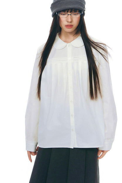 ドールカラープリーツコットンブラウス