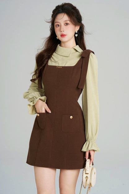 Elegant Waist-Cinching Suit Dress