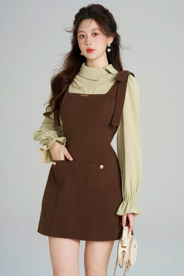Elegant Waist-Cinching Suit Dress