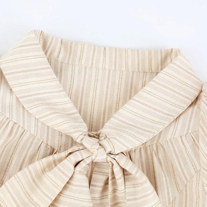 Caramel Cocoa Striped Blouse + Suspender Pants