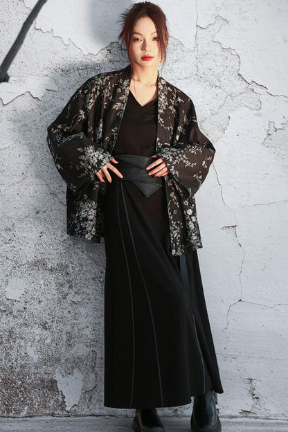 Chinese Denim Jacquard Cardigan