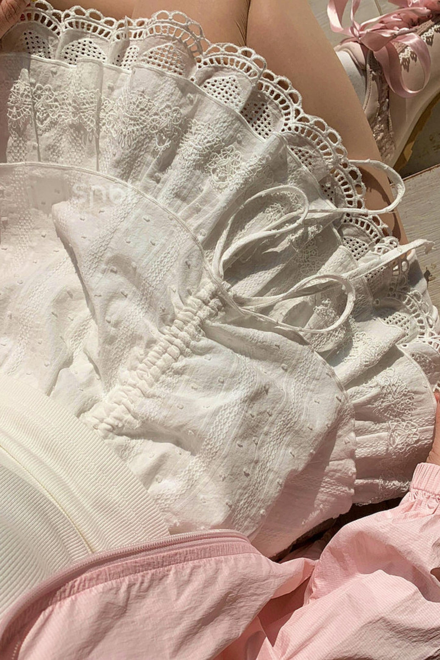 Cotton Lace Tiered Skirt