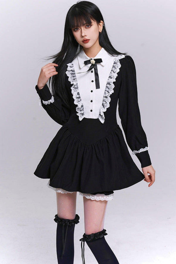 ヘプバーンブラックパーティードレス+インナースカート