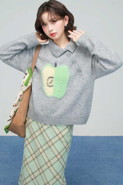 アップルラペルカラーセーター