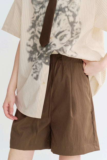 ハイウエストカラーブロックハーフパンツ