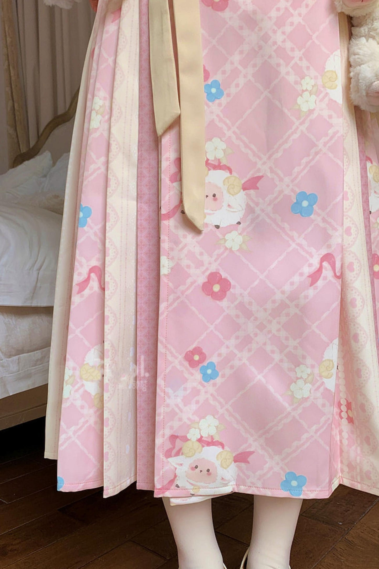 Pink Lamb Pleated Skirt