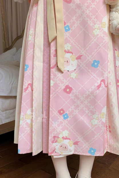 Pink Lamb Pleated Skirt