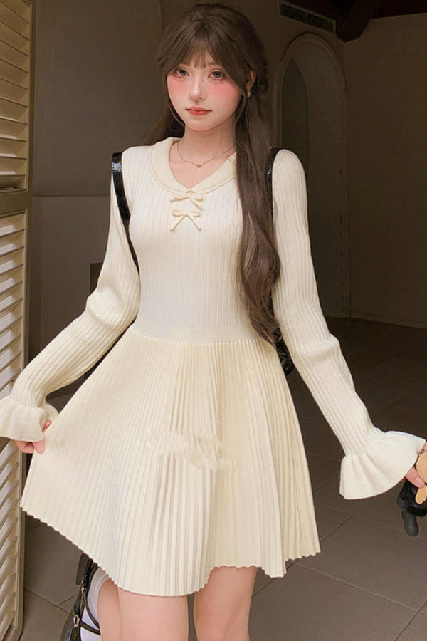 プリーツスイートニットドレス