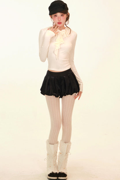 Winter Lace Ruffle Coat + Top + Pants