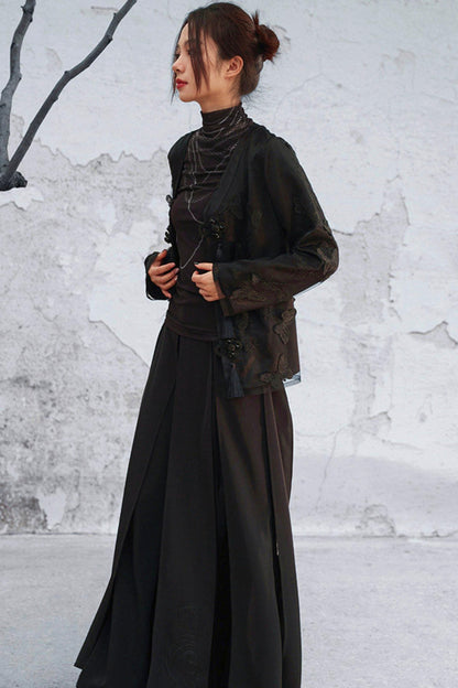 Sheer Satin Chinese-Style Jacket
