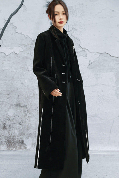 Chenille color block long coat