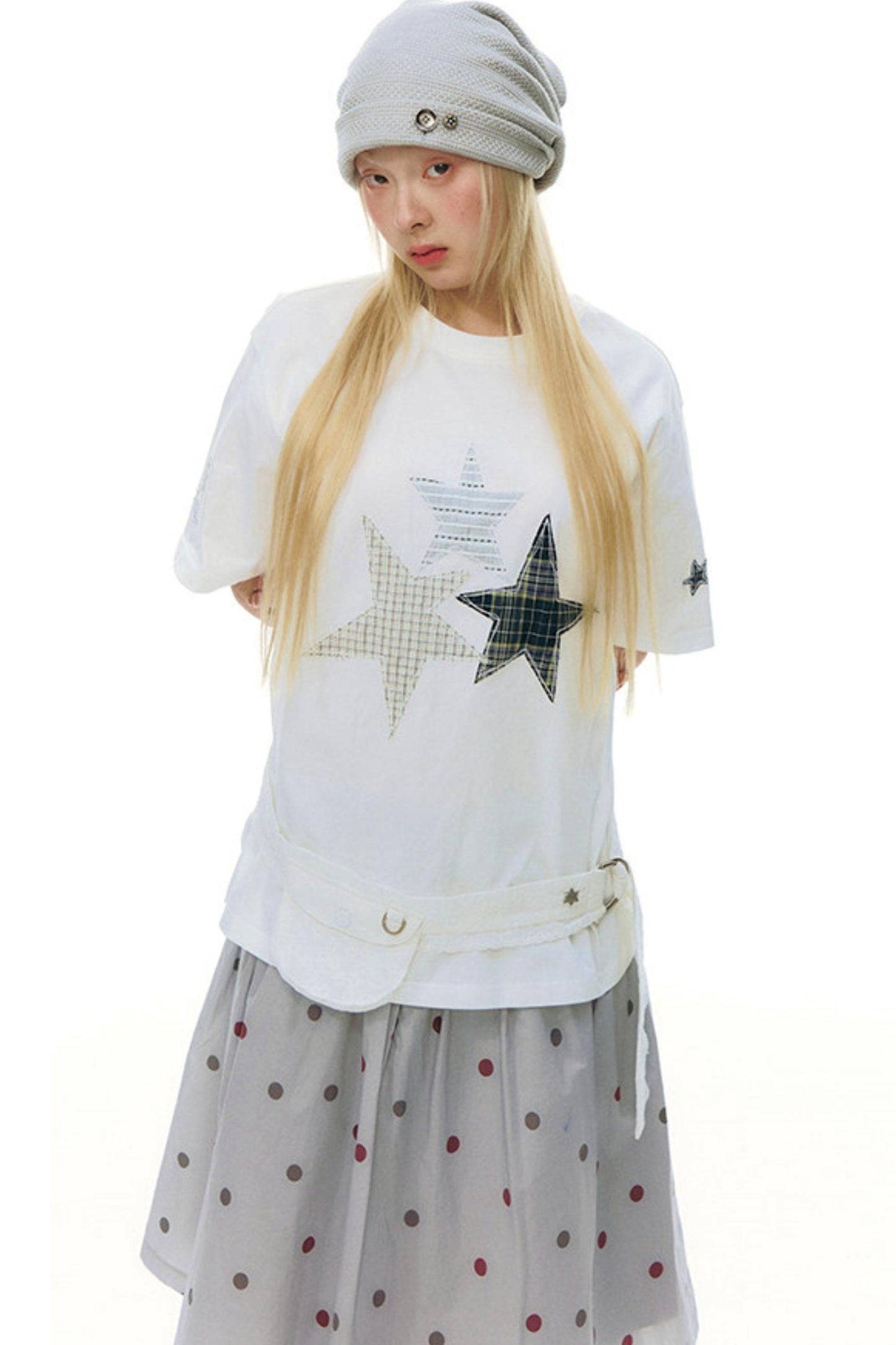 星星貼布寬鬆Y2K上衣