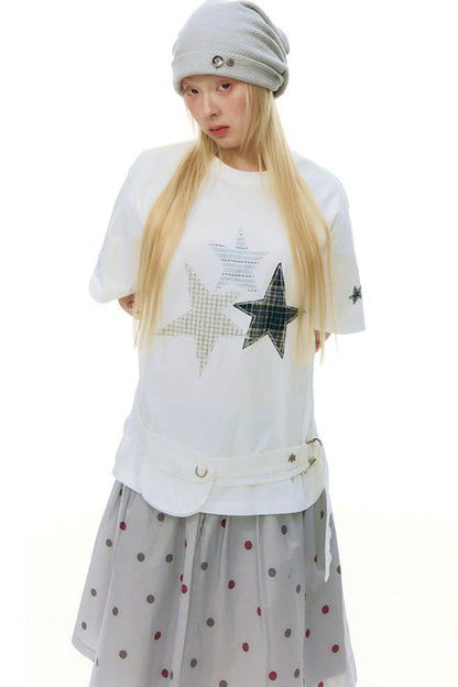 星星貼布寬鬆Y2K上衣
