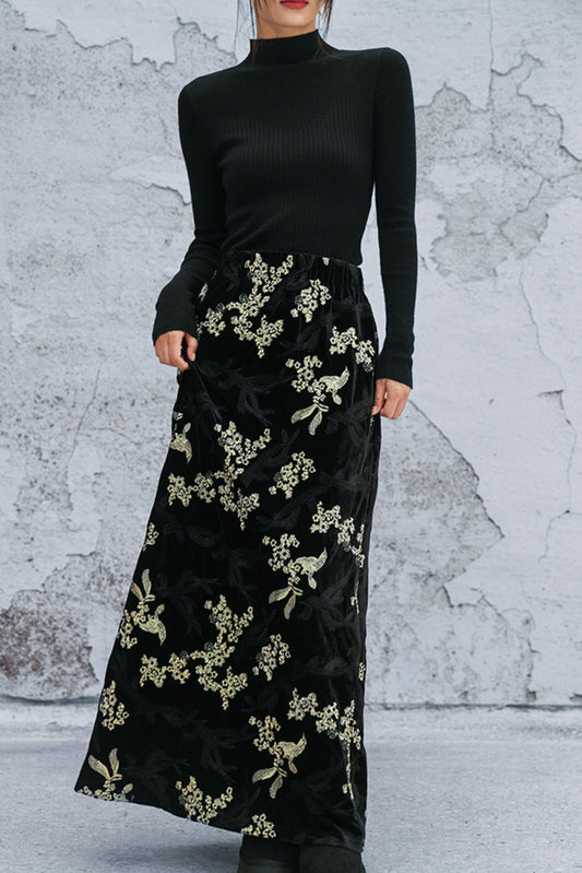 ブラックアンドゴールドベルベットスカート