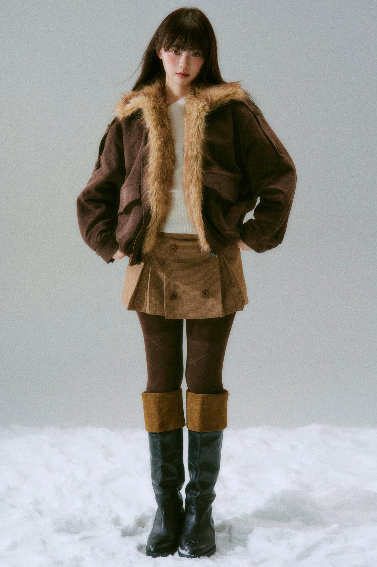 Retro Low Waist Pleated Skirt