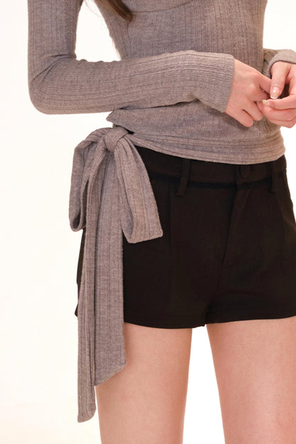 フレンチオープンネックスイートパフスリーブトップス