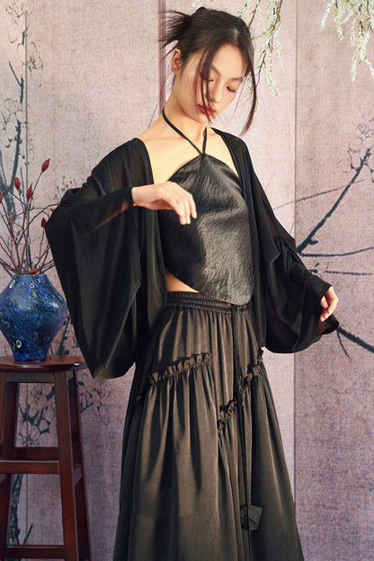 Dark Romantic Satin Skirt