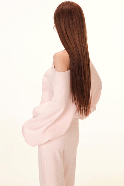 スイートオフショルダートップス+パンツ+スカーフ