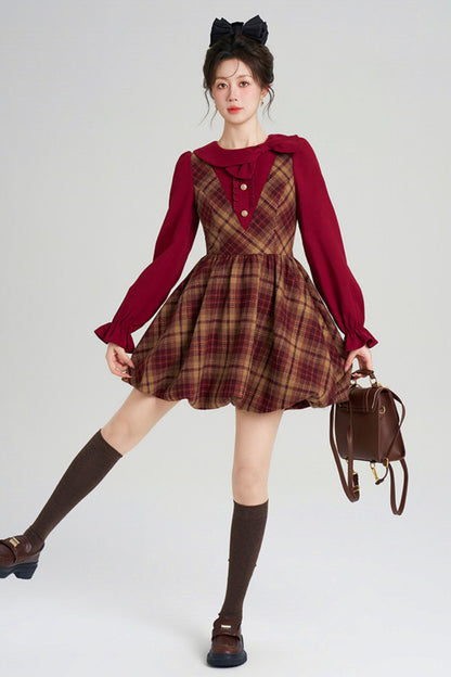 Retro Plaid Sweet Dress