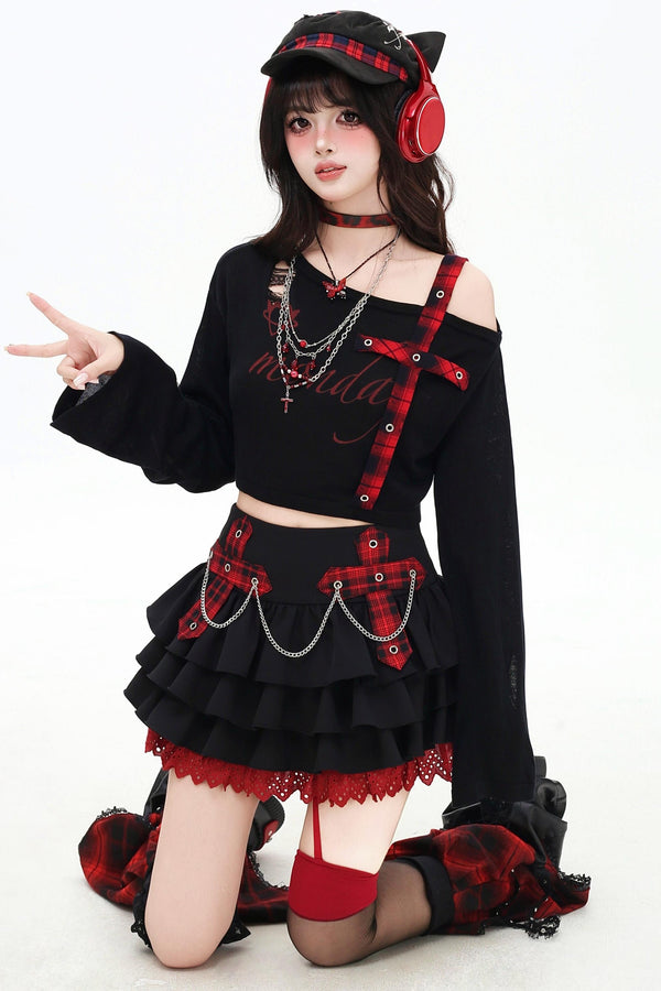 Hollow Cross Pattern Strap Knit