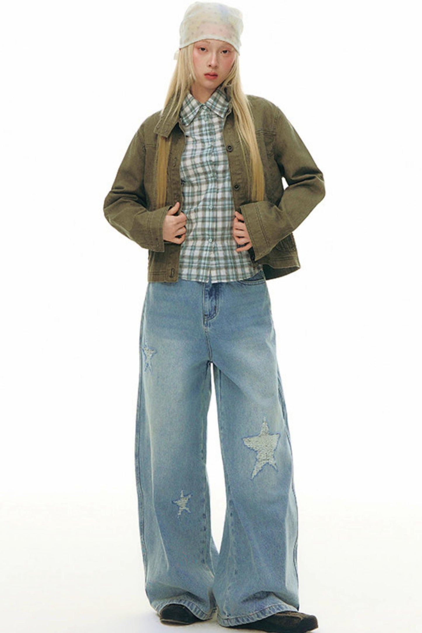 Star Wide Leg Denim Pants