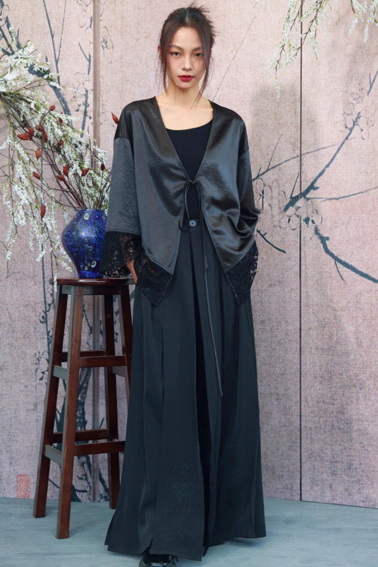 Dark Lace Satin Gown