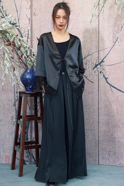Dark Lace Satin Gown