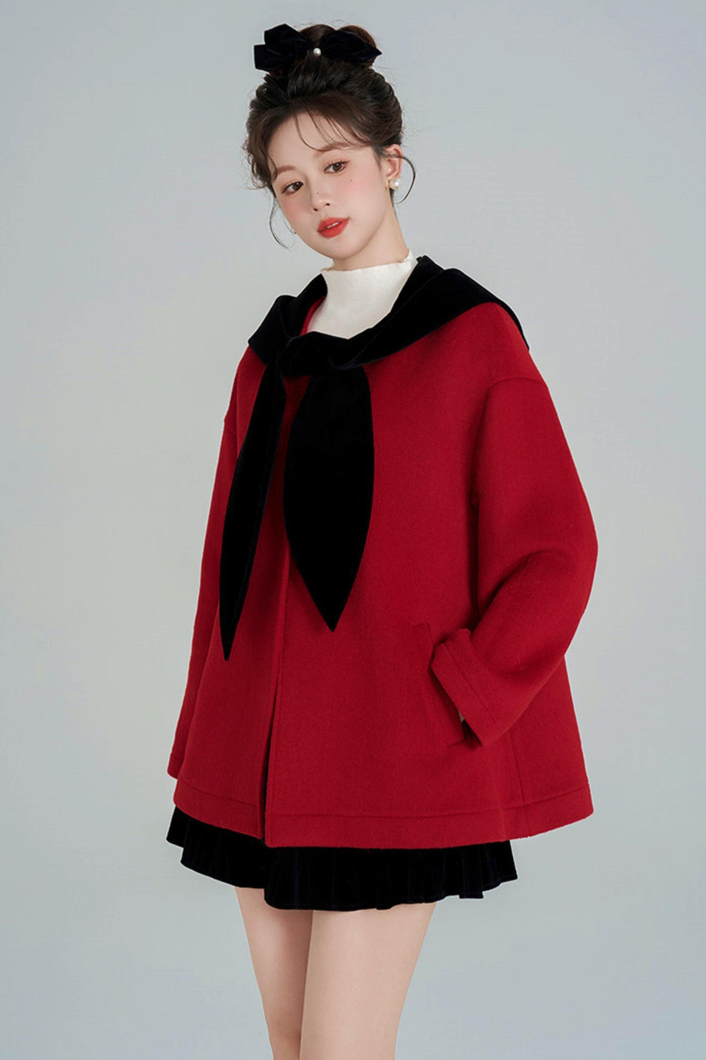 Shawl Hood Style Flare Coat