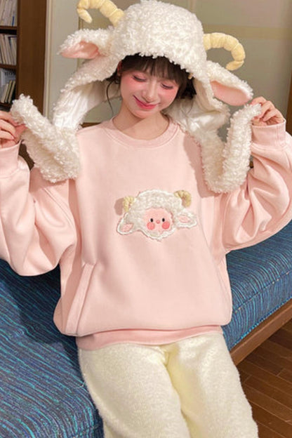 Forest Girl Lamb Fleece Sweatshirt + Hat
