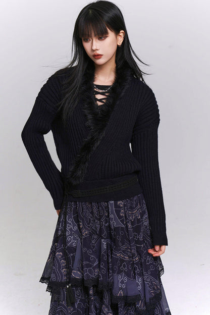 ソフトVネックニットセーター