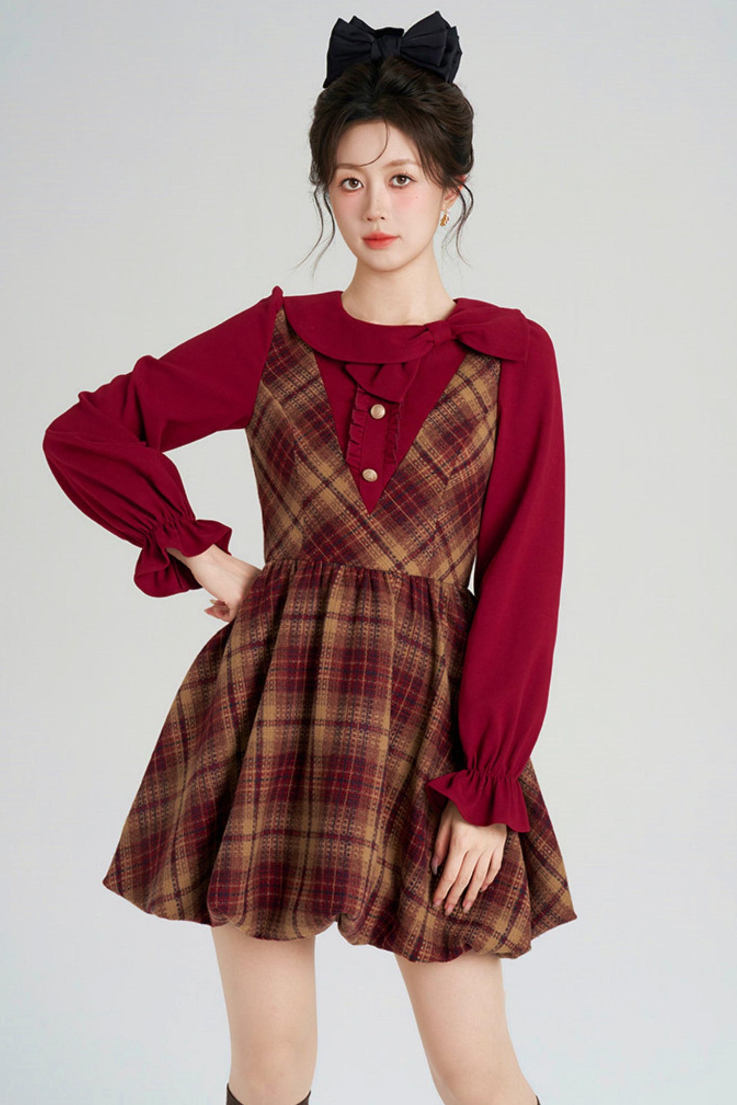 Retro Plaid Sweet Dress