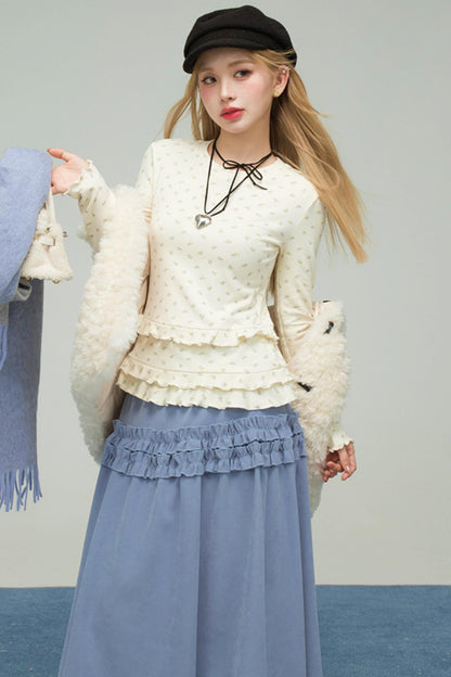 ミルキーアプリコットフローラルトップス