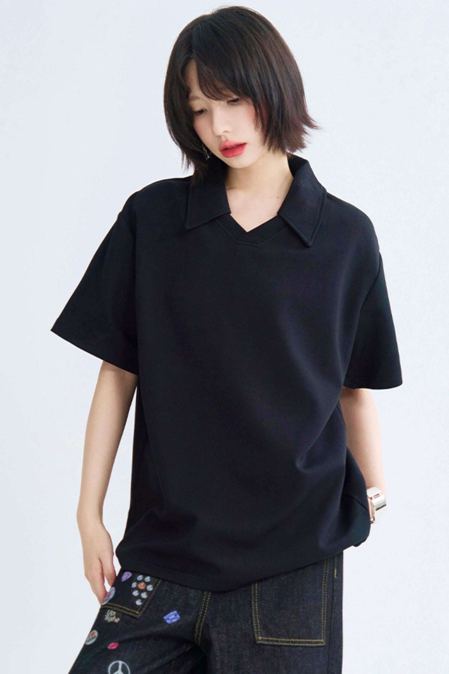 Detachable color solid tee shirt
