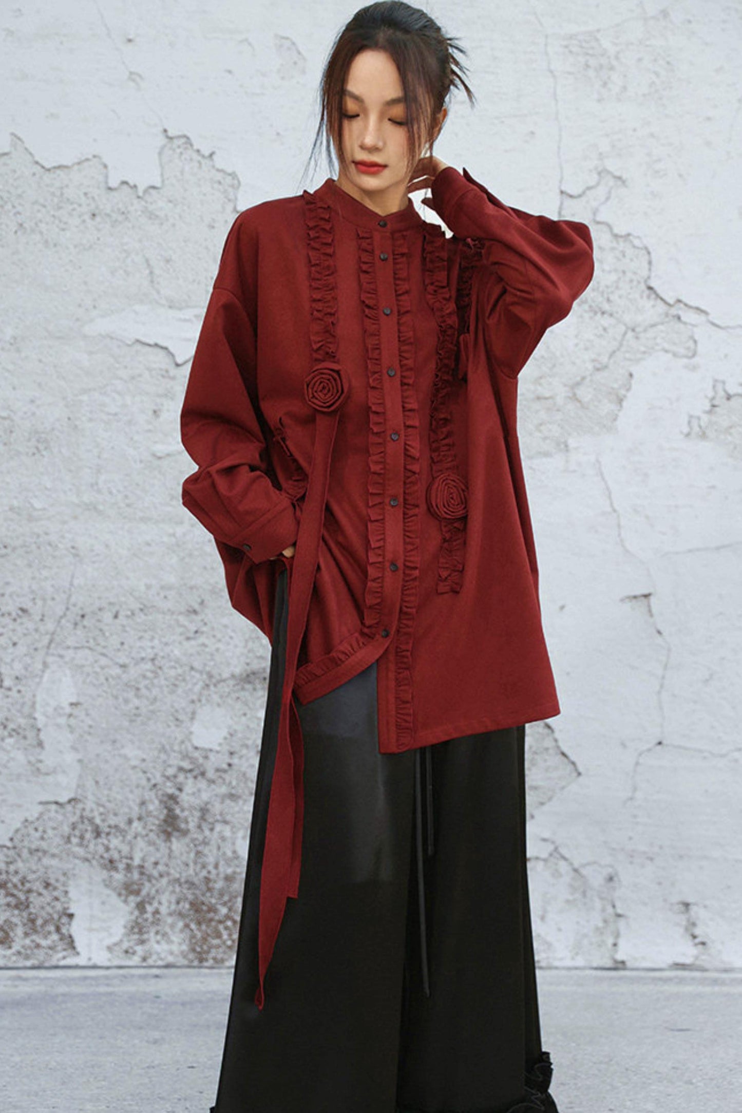 バーガンディローズブラウス