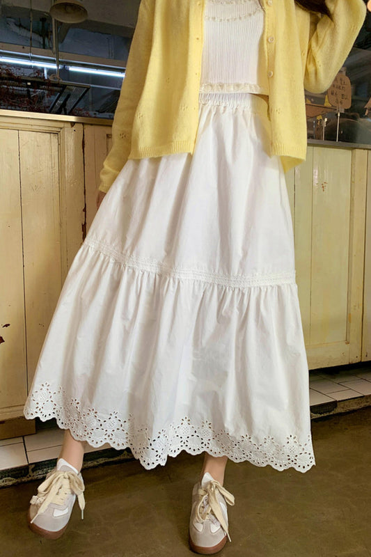 Hollow Lace High-Waisted Skirt