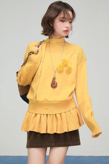 レトロポイントフラワーニット