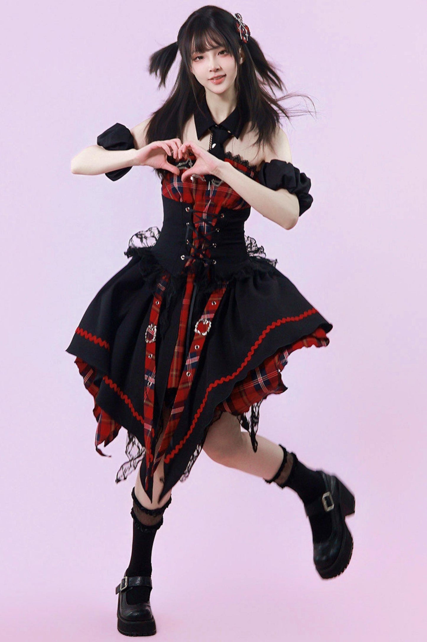 Robe punk gothique subculturelle à carreaux