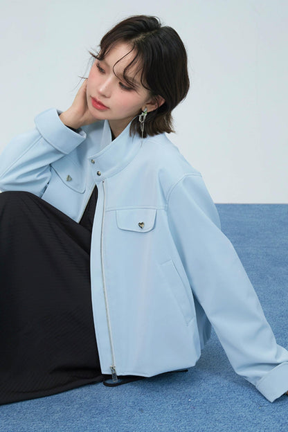 ブルーヴェルヴェットレザージャケット