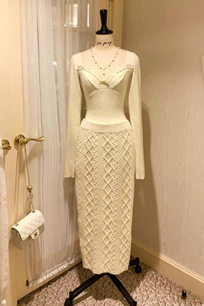 キュートフィットロングスリーブトップス＋レーストリムベースアンダーウェア