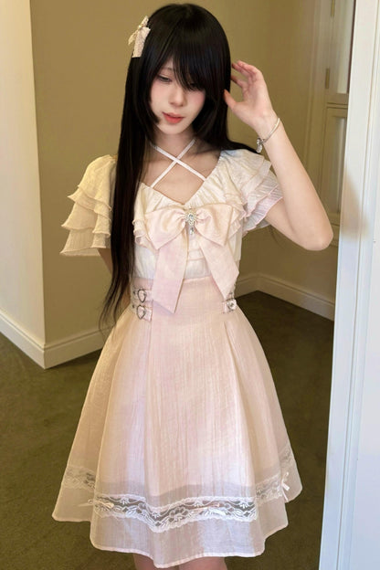 粉色霧感公主洋裝