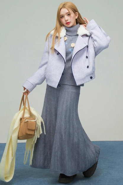 フローラルニットトップス+インナートップス+スカート