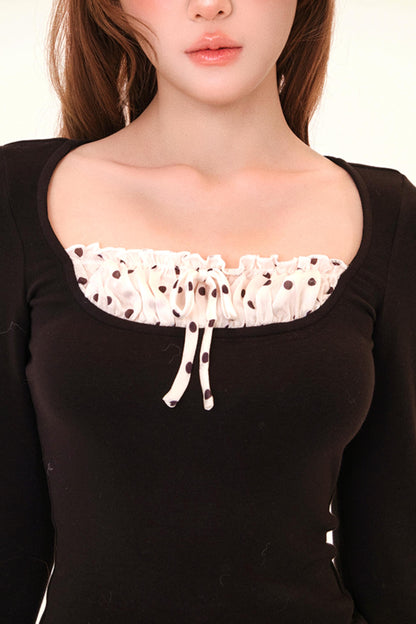 Polka Dot Fleece Lined Blouse + Pants