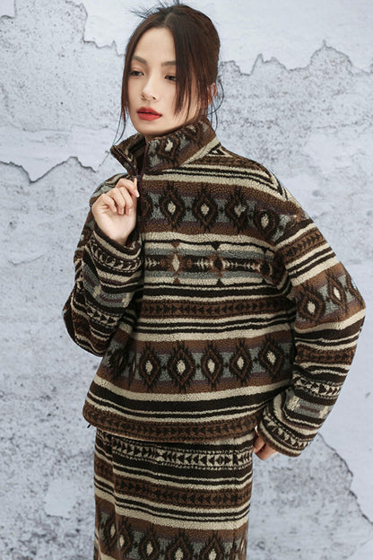 ラムウールジオメトリックジャケット