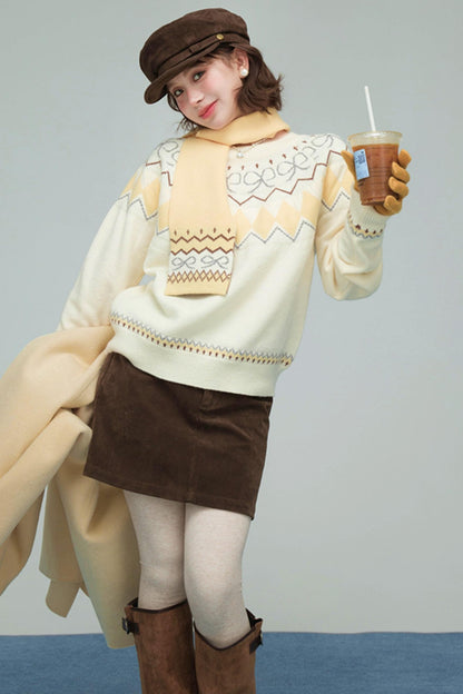 フェアアイルチーズロールセーター