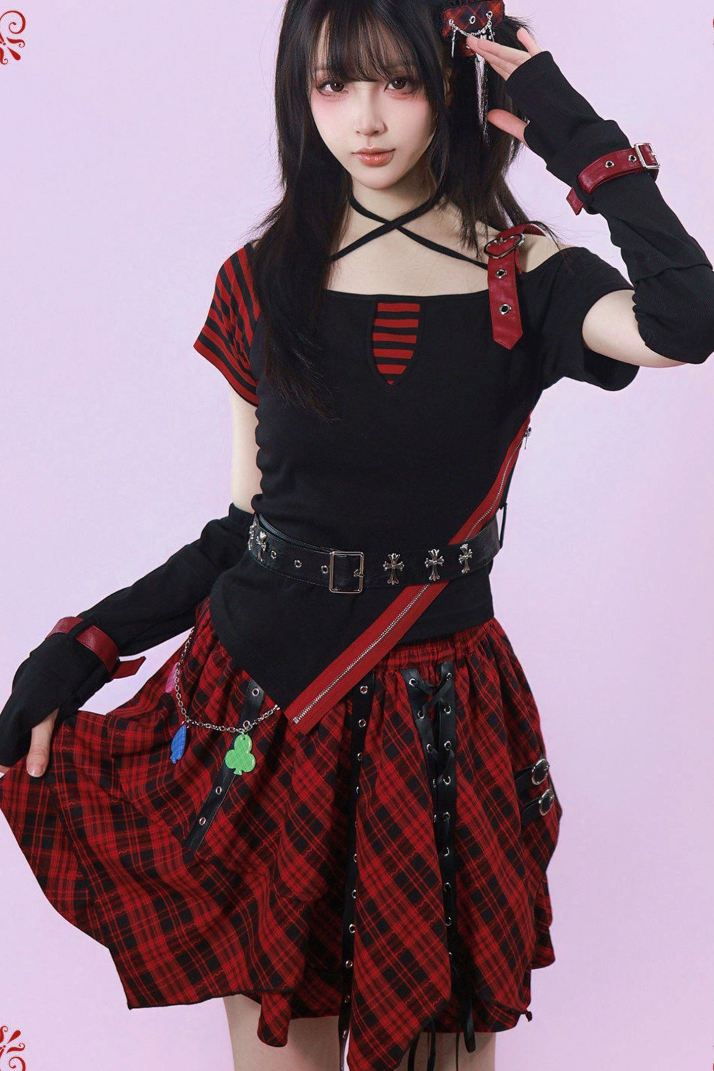 Gotischer karierter Punk-Minirock