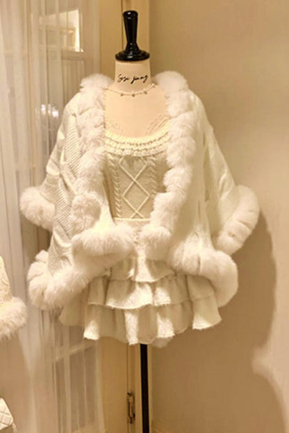 Soft twisted knit sweater + tutu skirt + sleeve knit