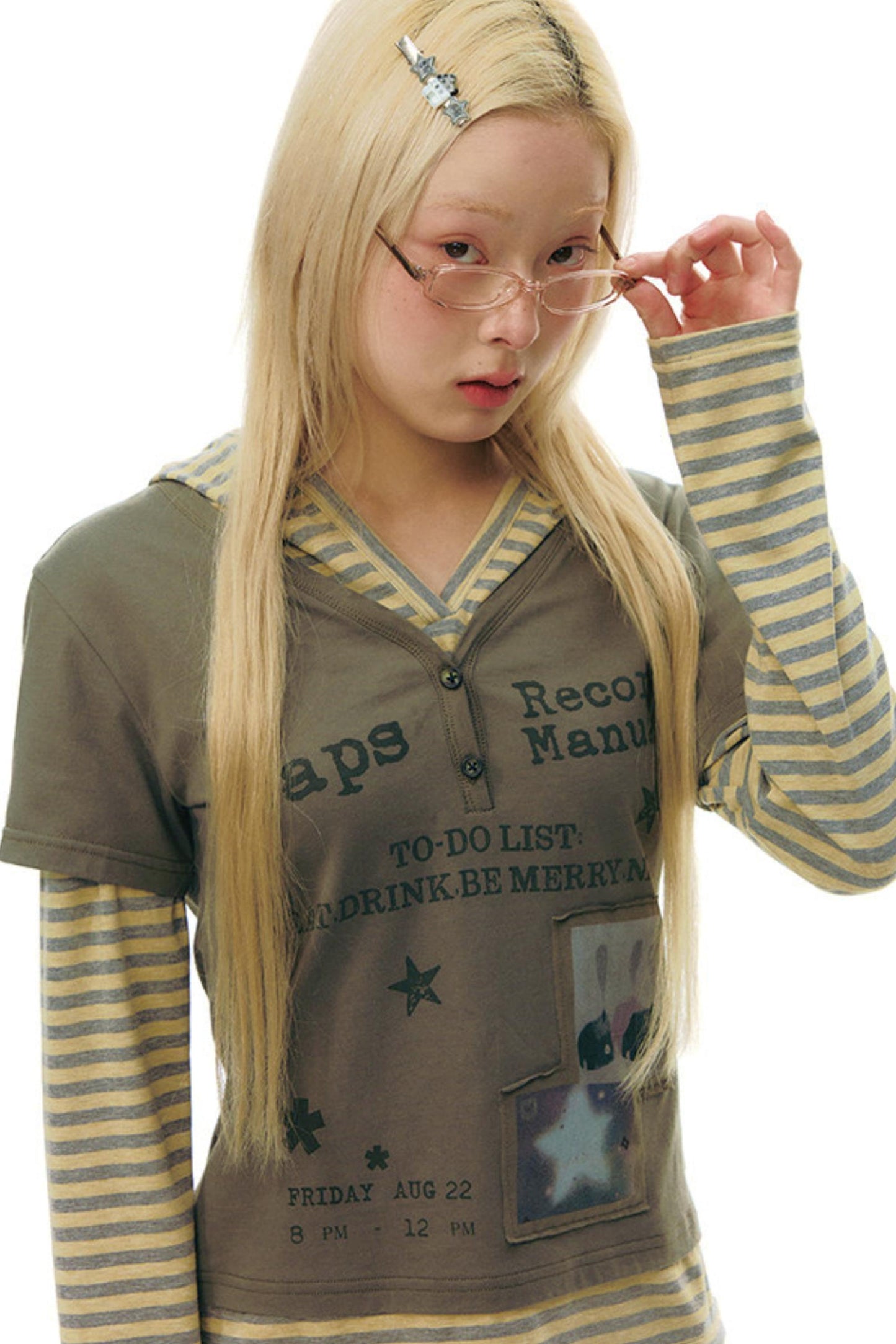 Striped Y2K Hoodie Top